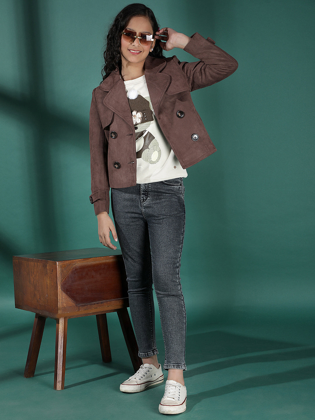 Brown Notched Lapel Double Breasted Coat