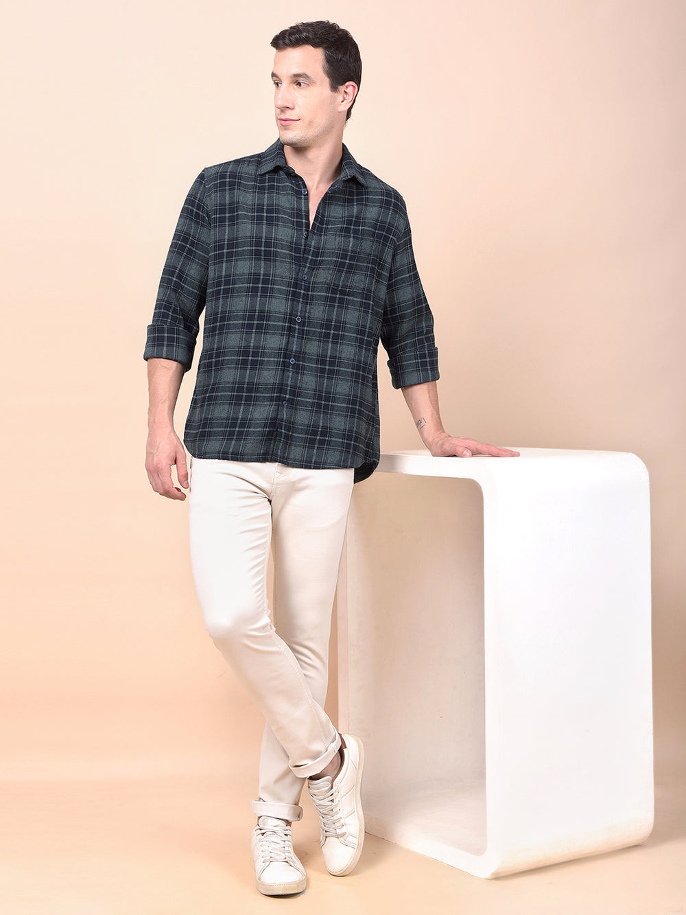 Green Checked 100% Cotton Shirt