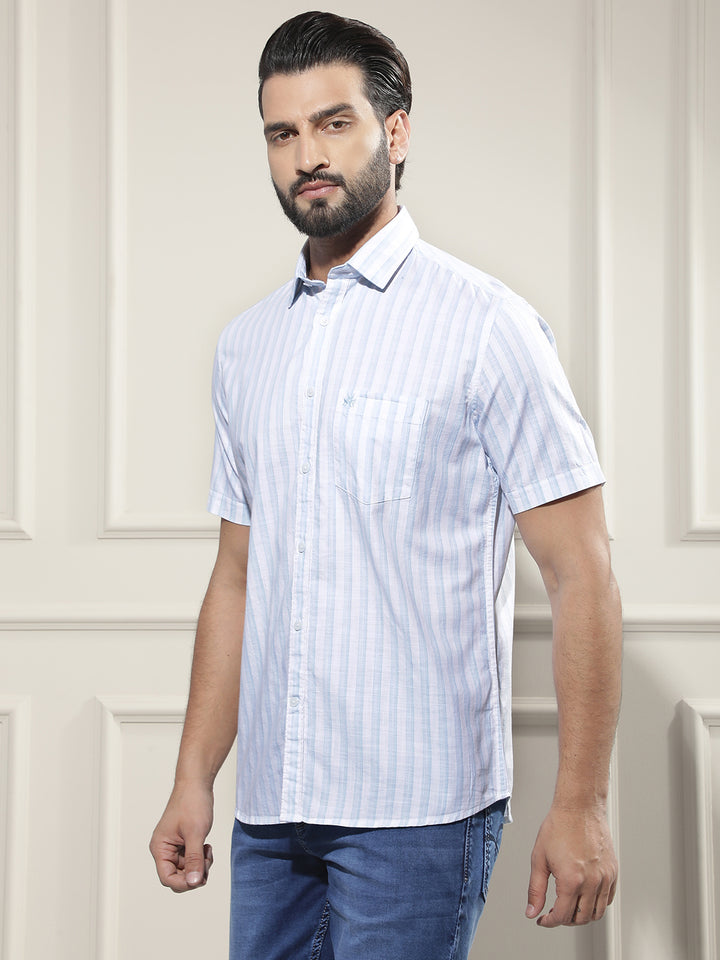 White Vertical Striped 100% Cotton Shirt