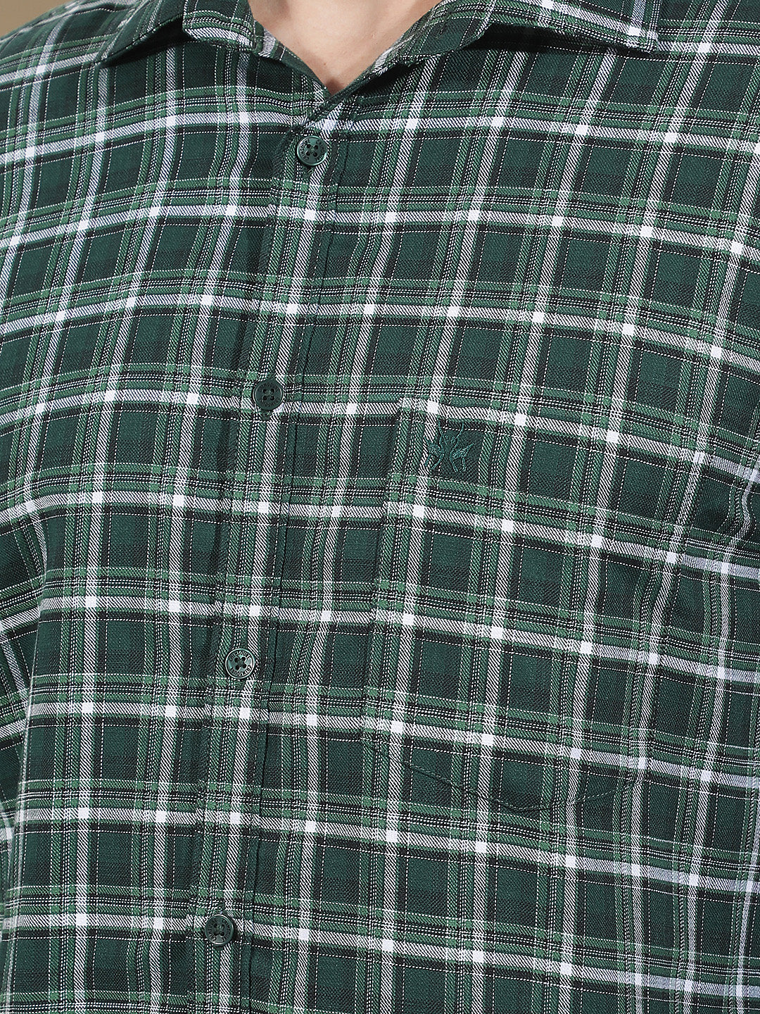 Fern Green 100% Cotton Checked Shirt