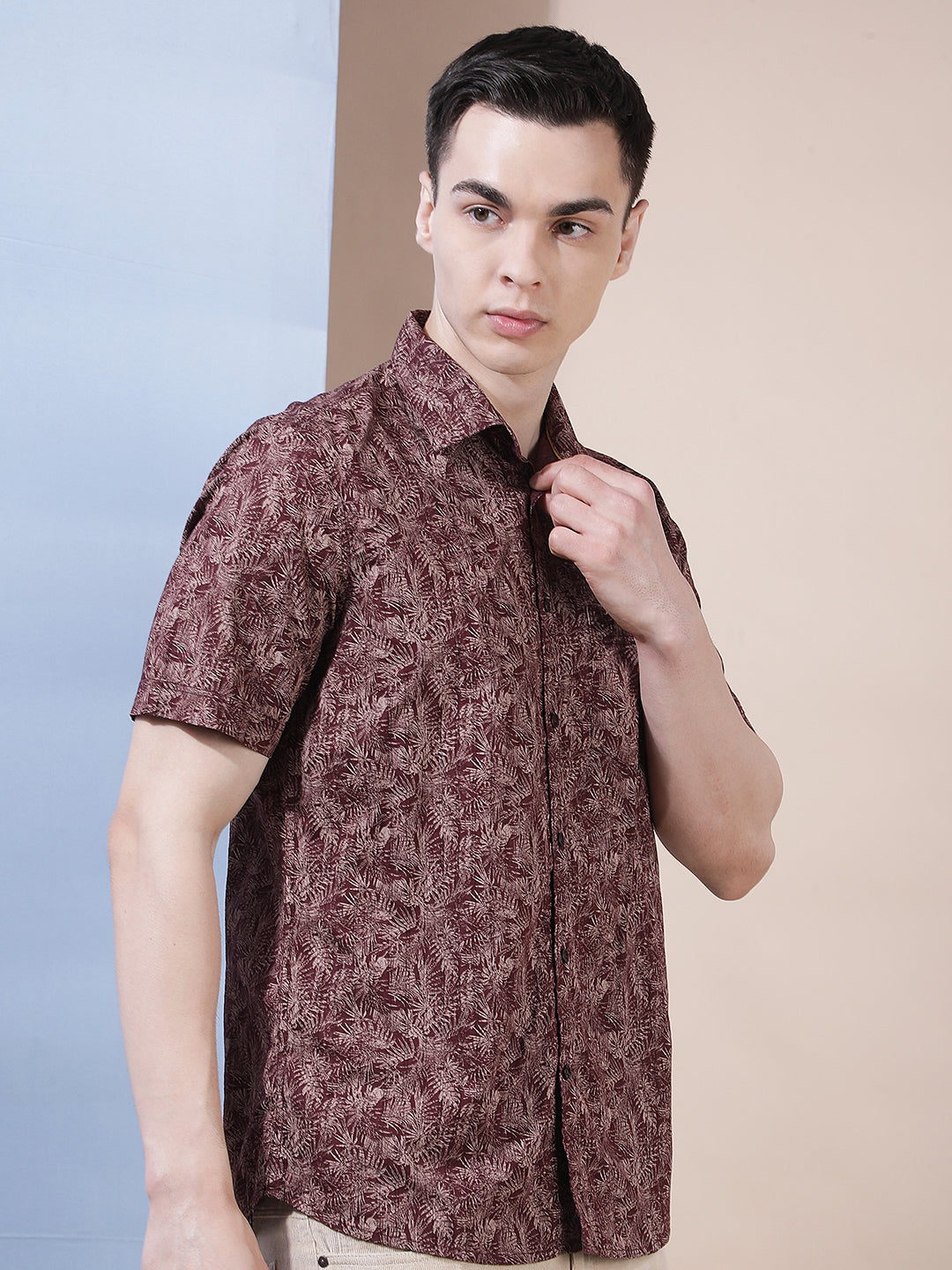 Maroon Floral Print Shirt