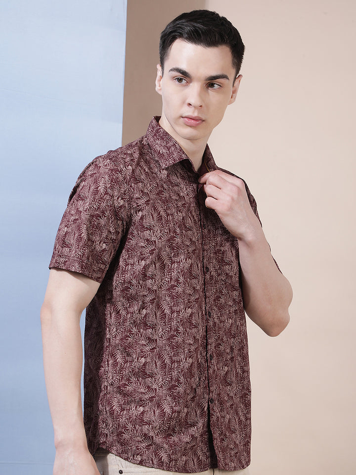 Maroon Floral Print Shirt