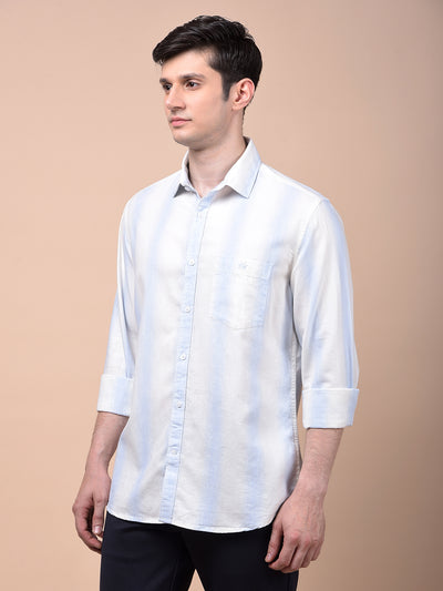 Blue Vertical Stripes 100% Cotton Shirt