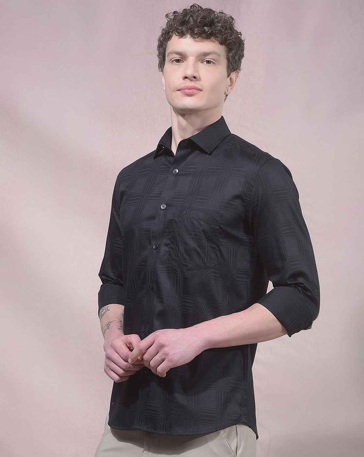 Black Jacquard 100% Cotton Shirt