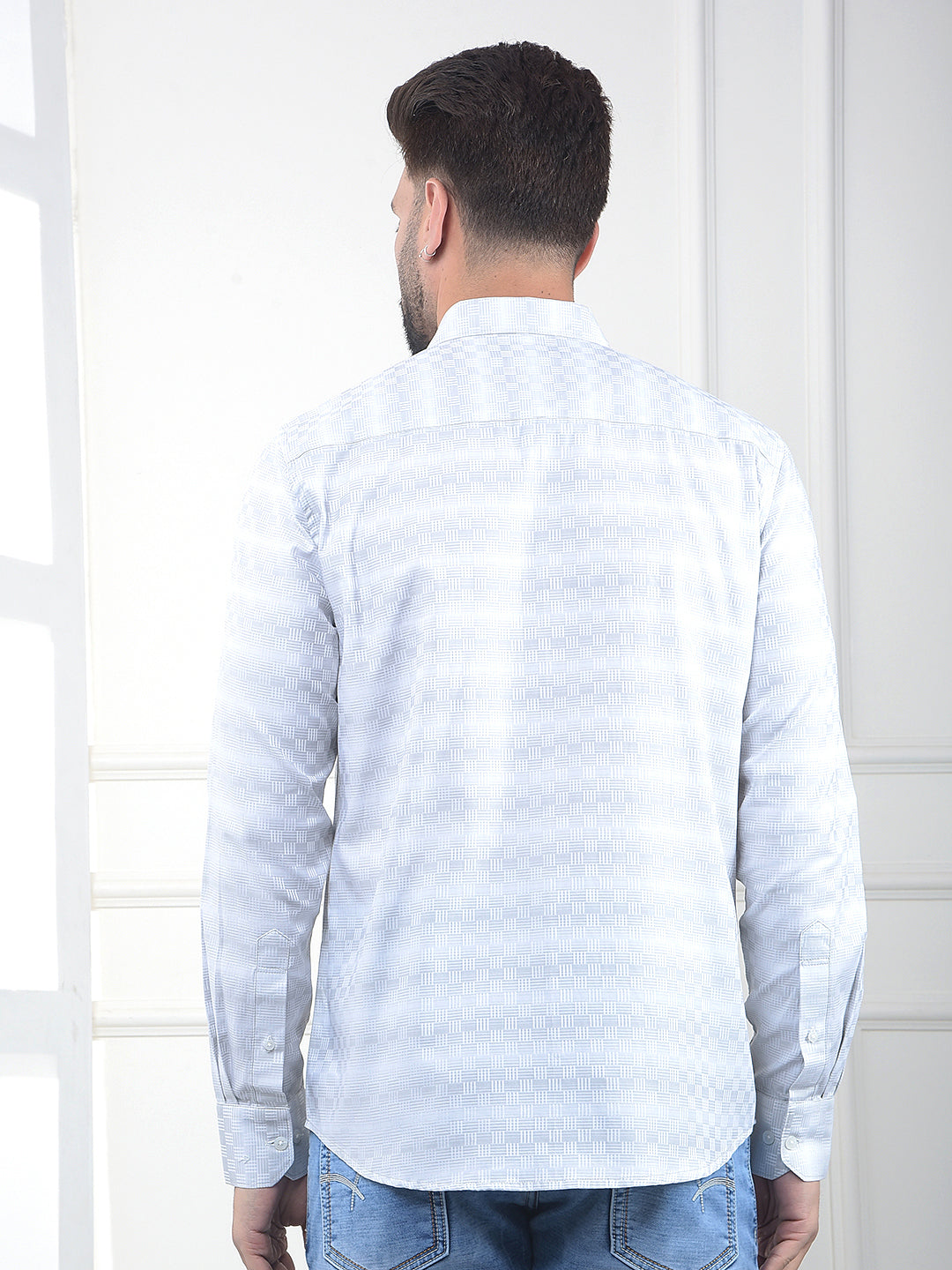 Off White Printed 100% Cotton Shirt