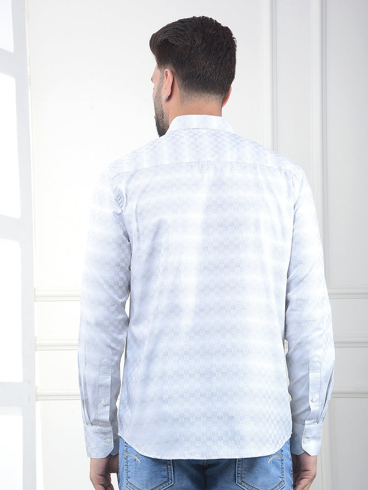 Off White Printed 100% Cotton Shirt