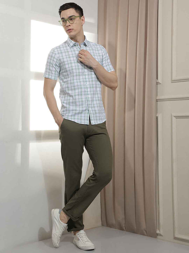 Green Checked 100% Cotton Shirt