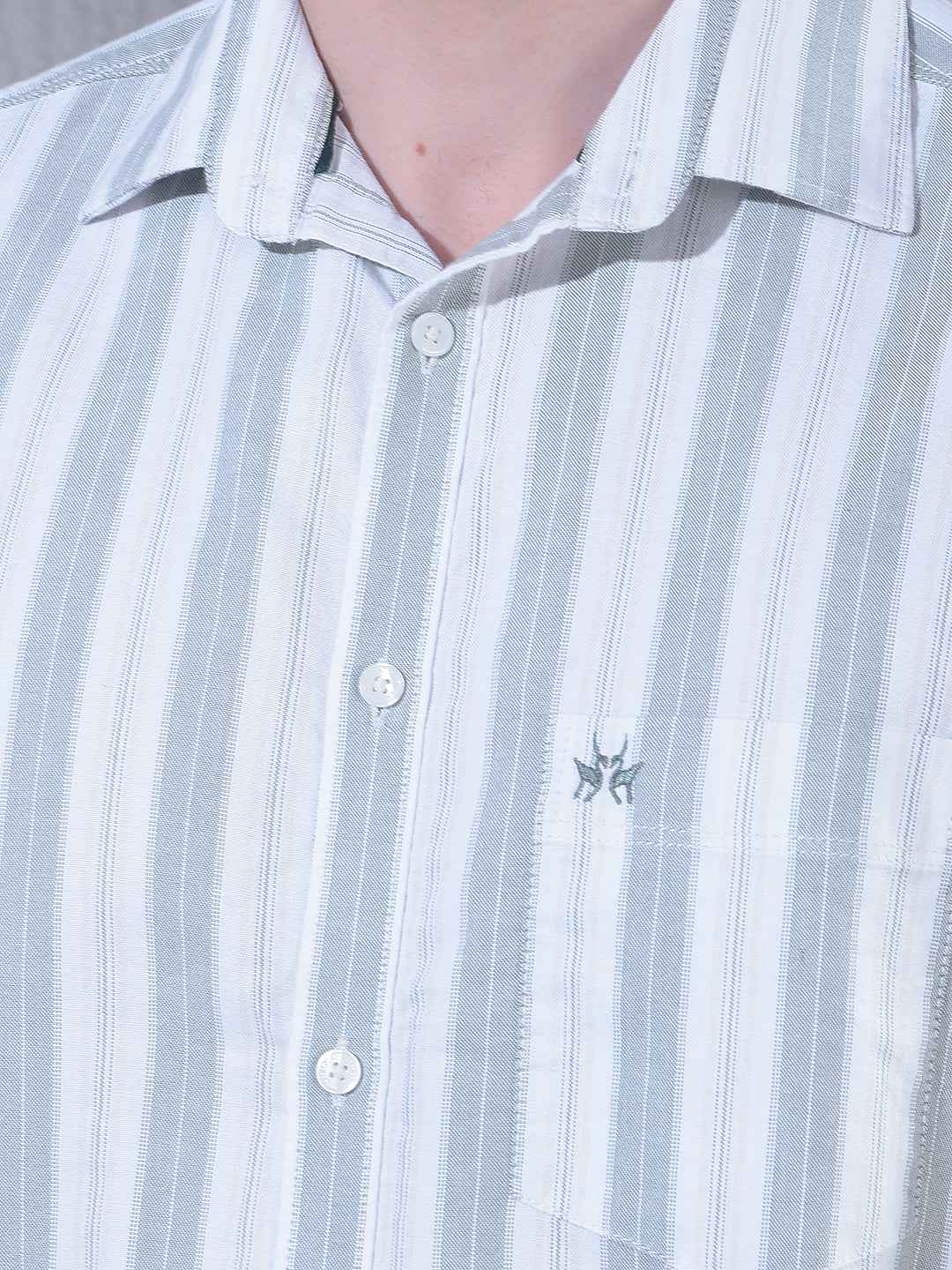 Green Vertical Stripes 100% Cotton Shirt