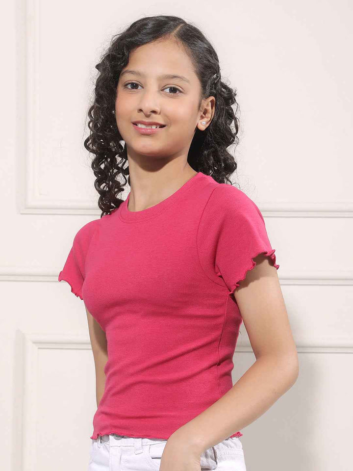 Pink Modal Cropped T-Shirt