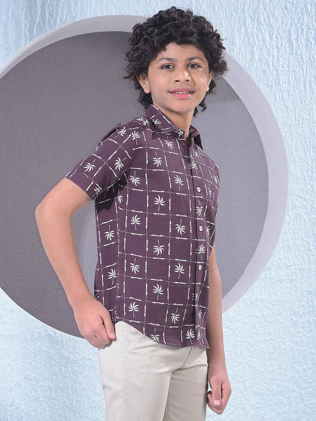 Wine Botanical Print 100% Cotton Shirt