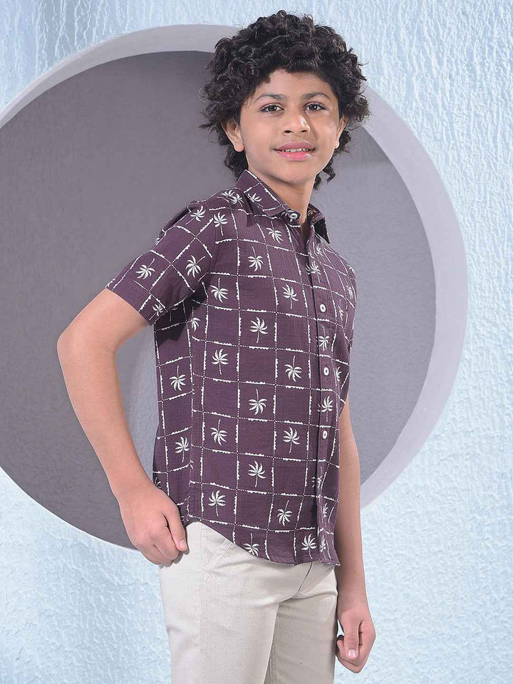 Wine Botanical Print 100% Cotton Shirt