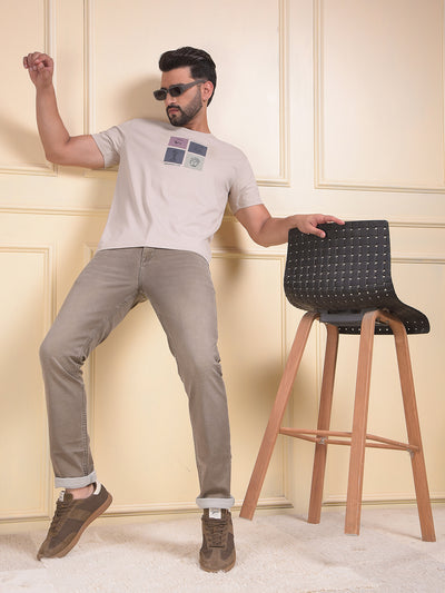 Narrow Fit Dark Wash Brown Jeans 