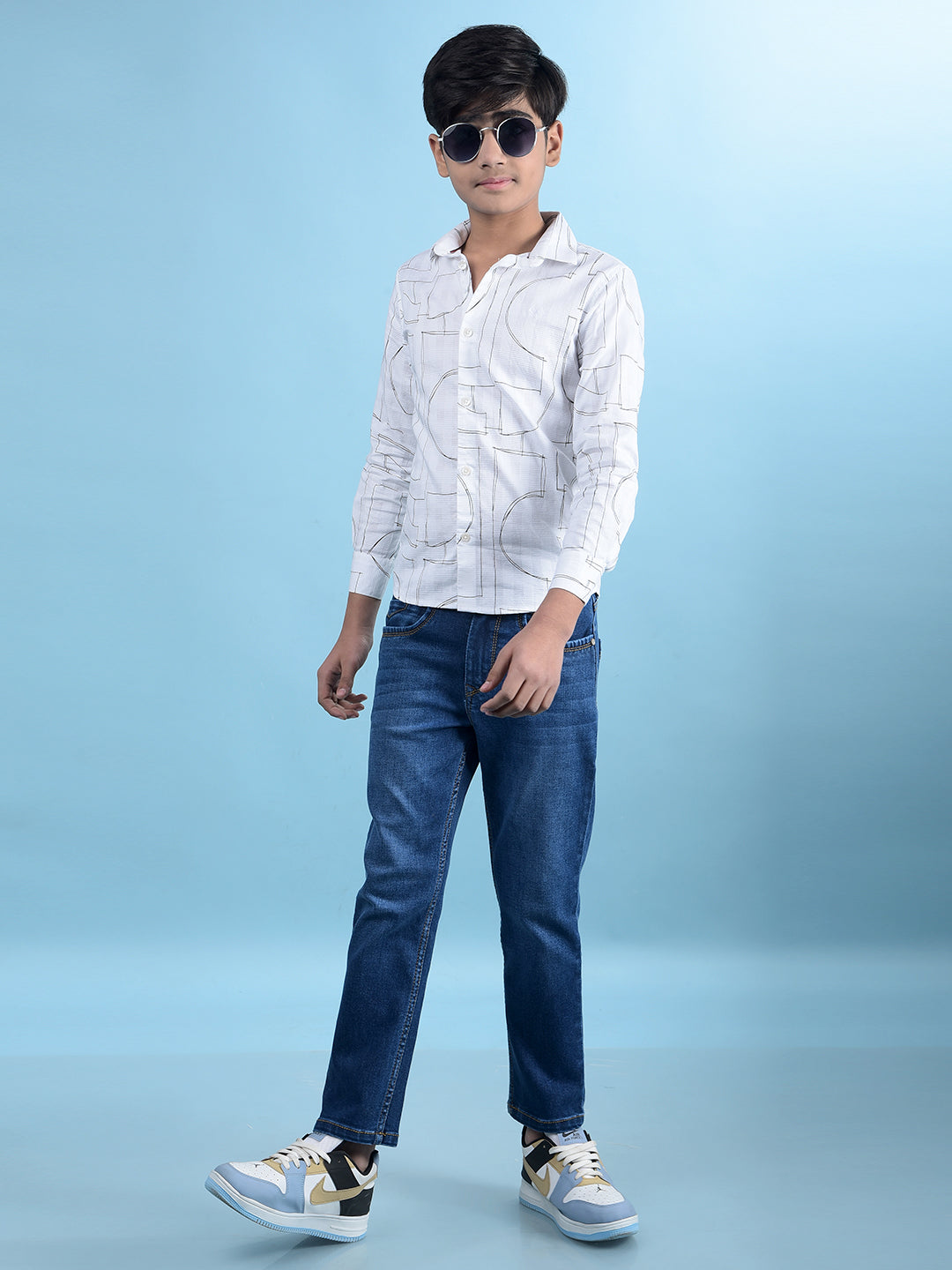 White Printed 100% Cotton Shirt