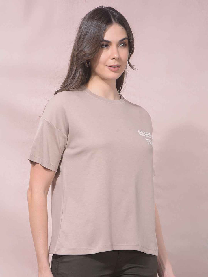 Beige Graphic Print T-Shirt