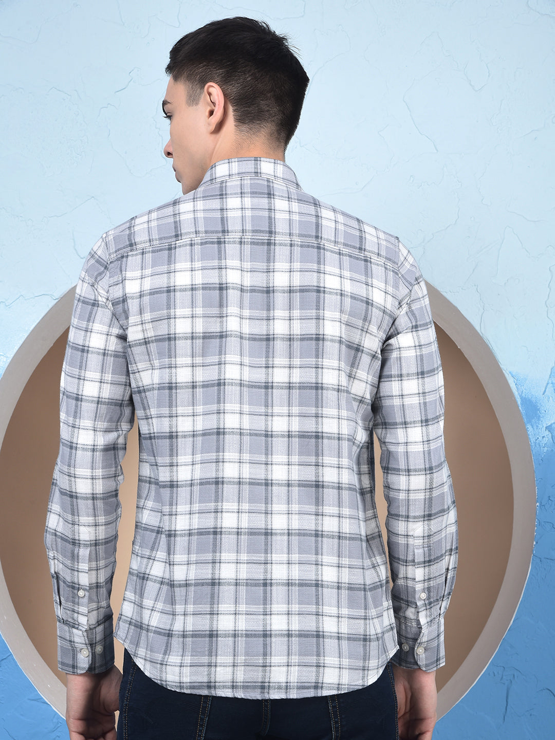 Grey Checked 100% Cotton Shirt