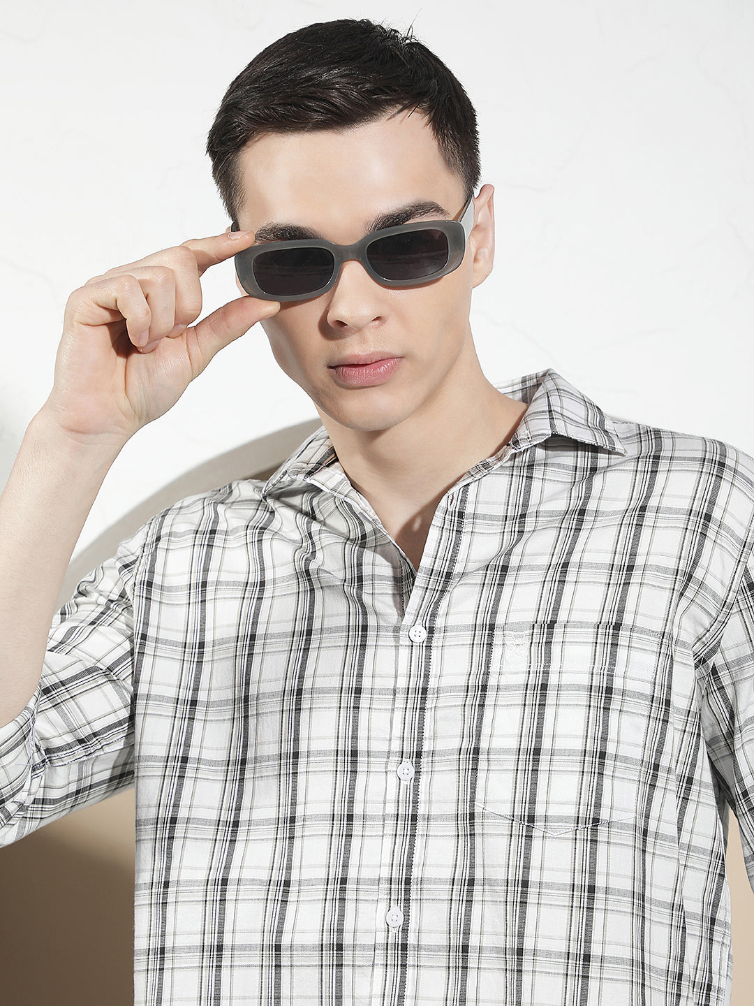 White Checked 100% Cotton Shirt