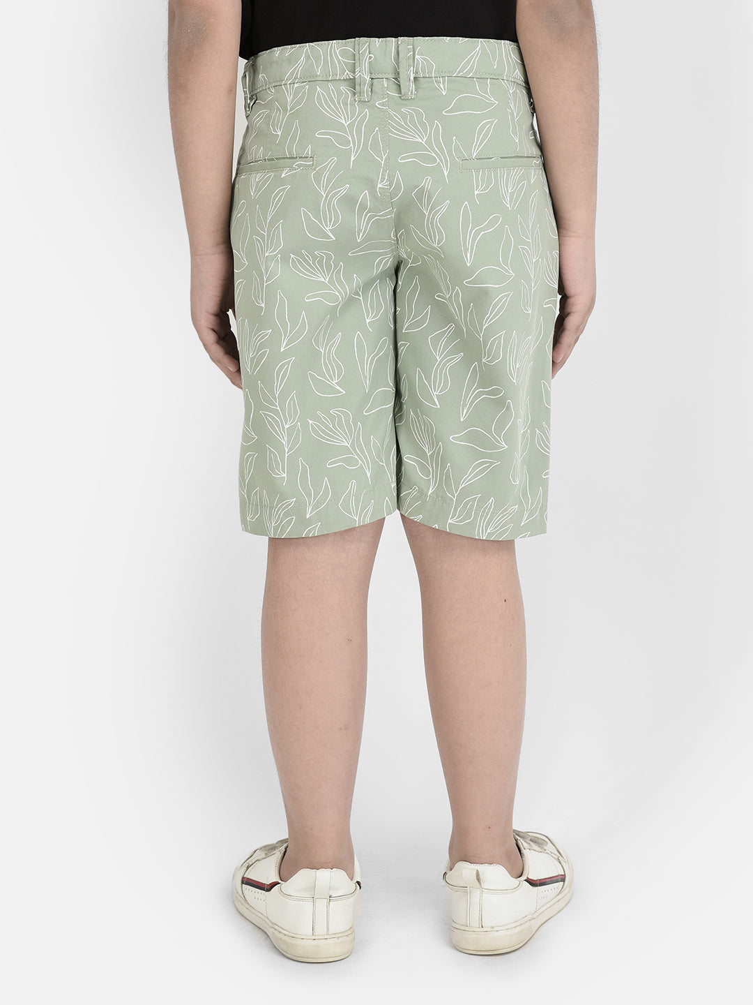 Green Floral Print 100% Cotton Shorts