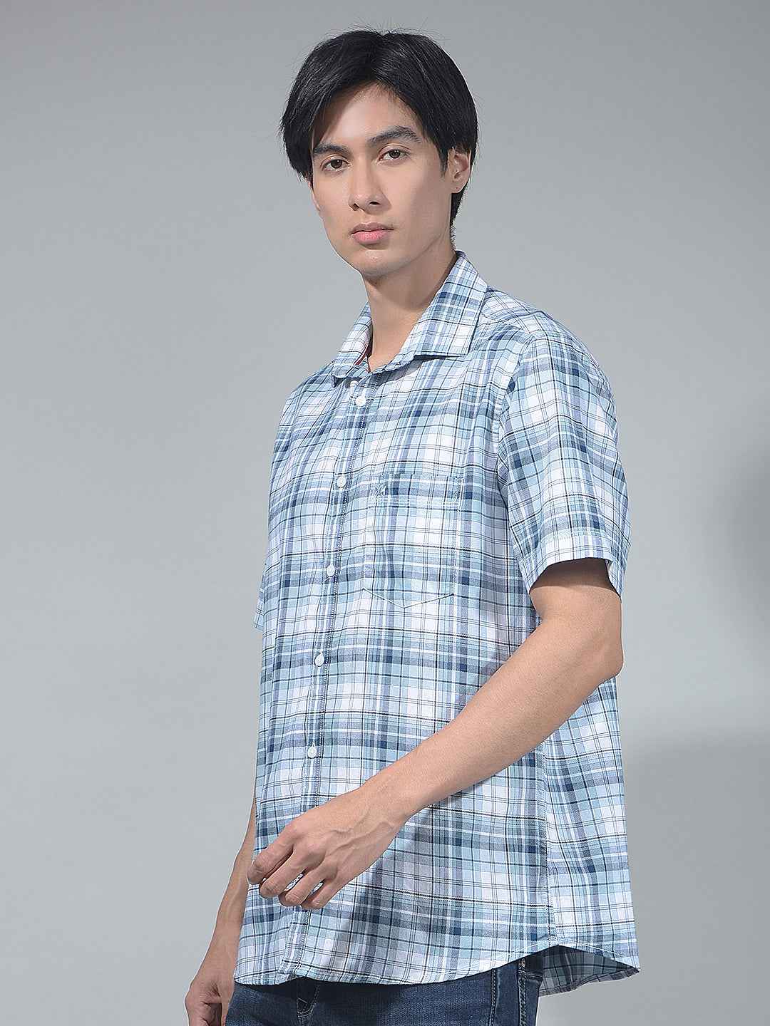 Blue Checked 100% Cotton Shirt