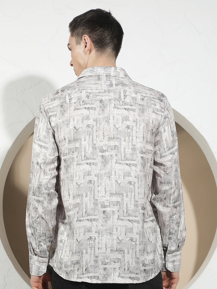 Beige Floral Print Shirt