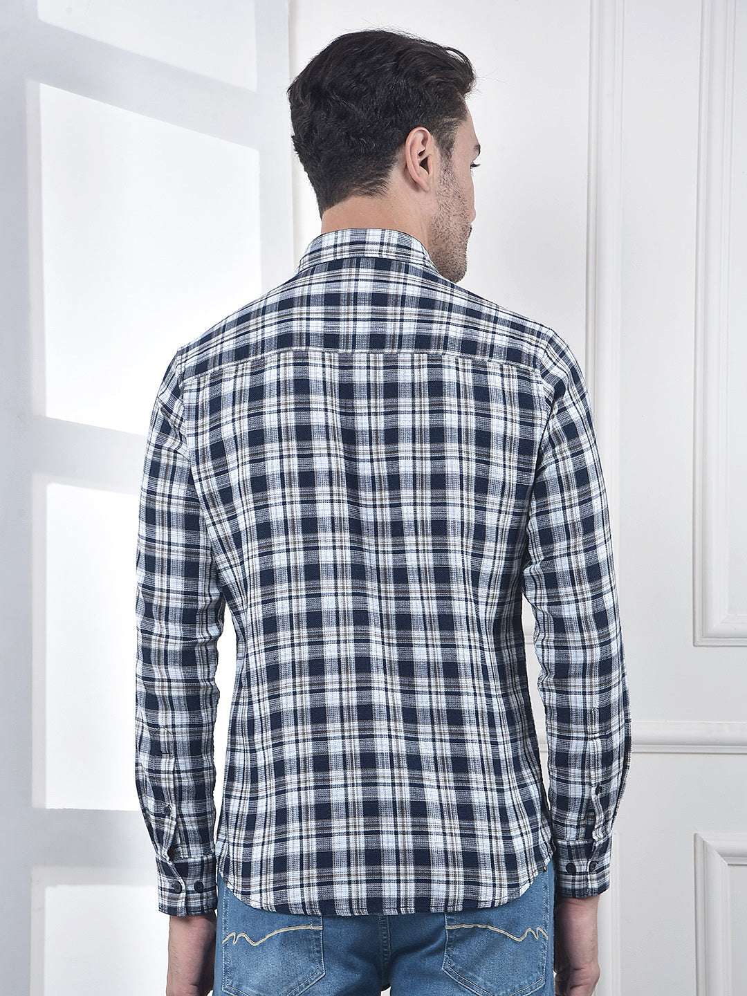 Brown Checked 100% Cotton Shirt