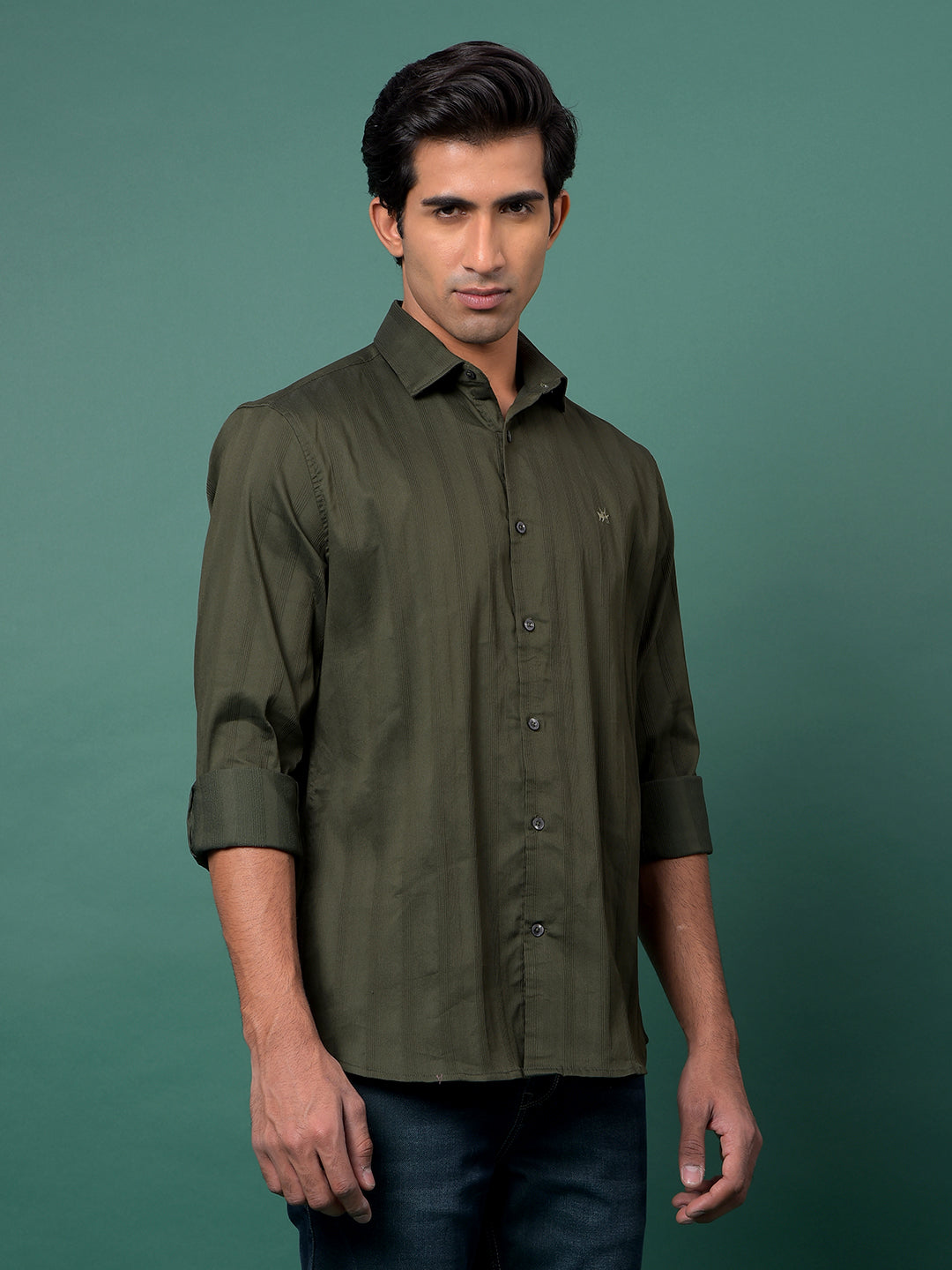 Green Vertical Stripes Shirt