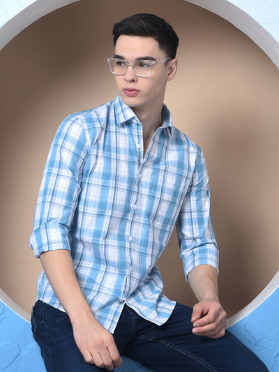 Blue Checked 100% Cotton Shirt