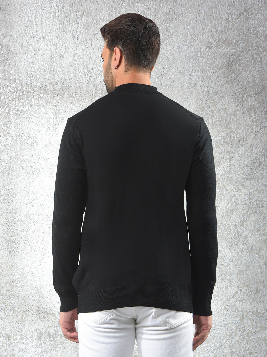 Black High-Neck Knitted Sweater