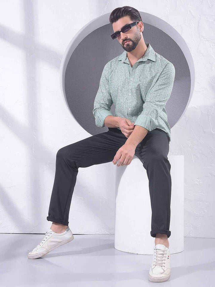 Green Geometric Print Shirt