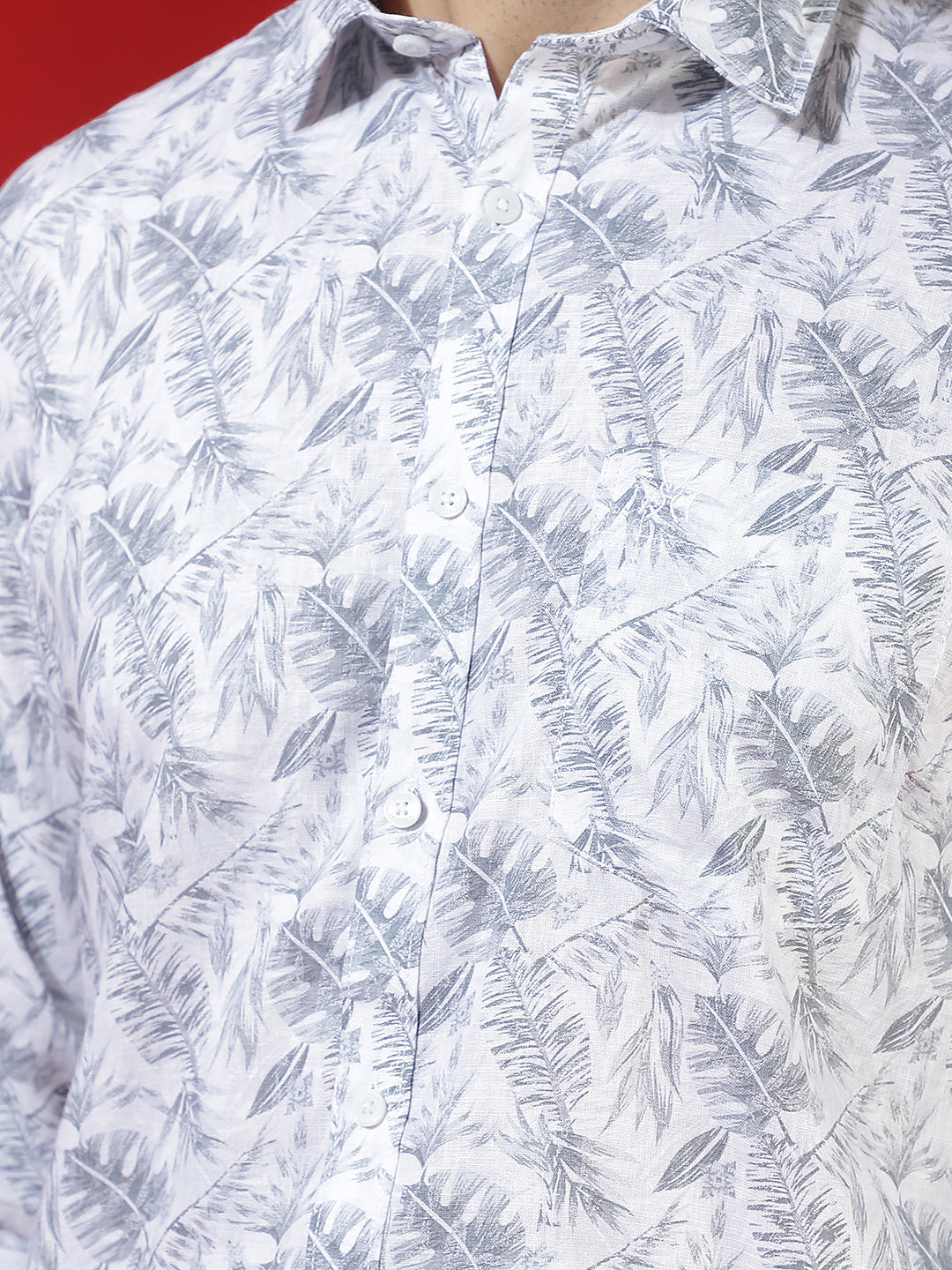 Green Linen Printed Shirt