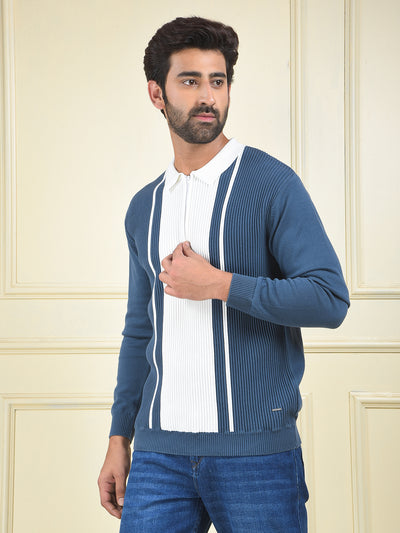 Blue Vertical Stripes 100% Cotton T-Shirt
