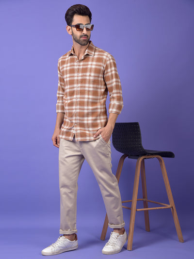 Beige Printed Trousers