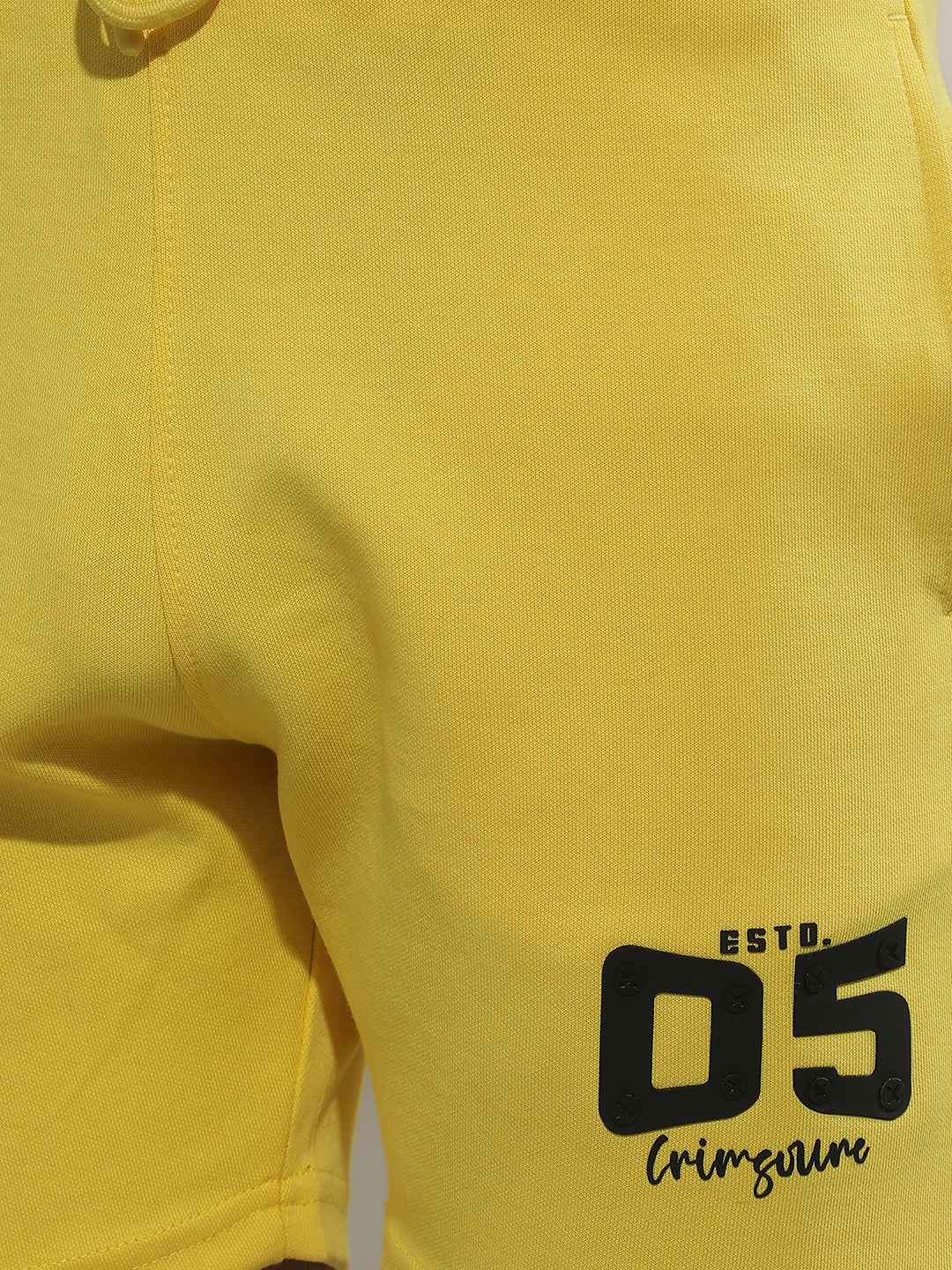 Yellow Typographic Print Shorts