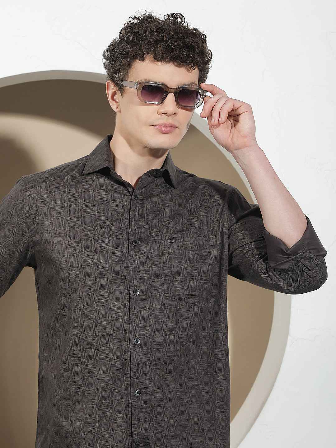 Smart Brown Printed Shirt