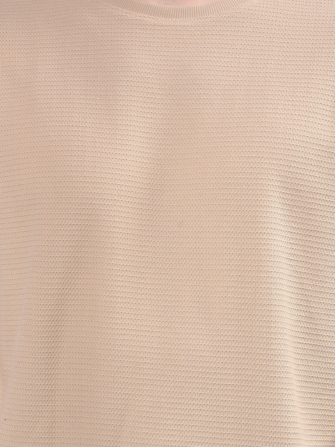 Beige Textured Knit Sweatshirt