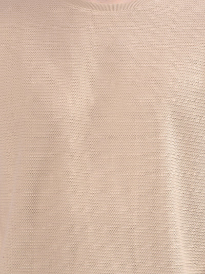 Beige Textured Knit Sweatshirt