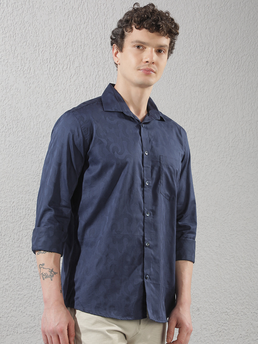 Navy Blue Printed Shirt