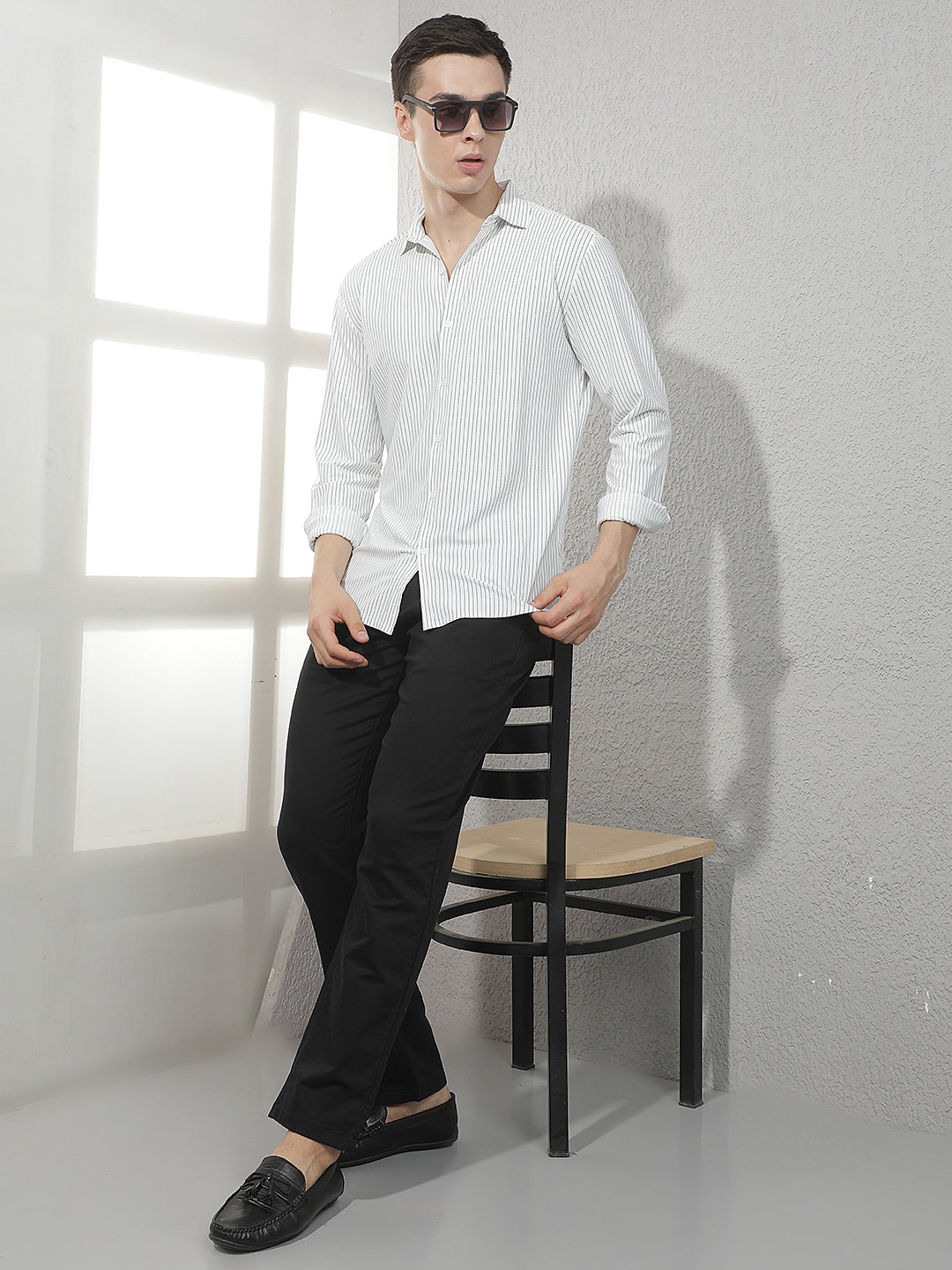 White Vertical Stripes Shirt