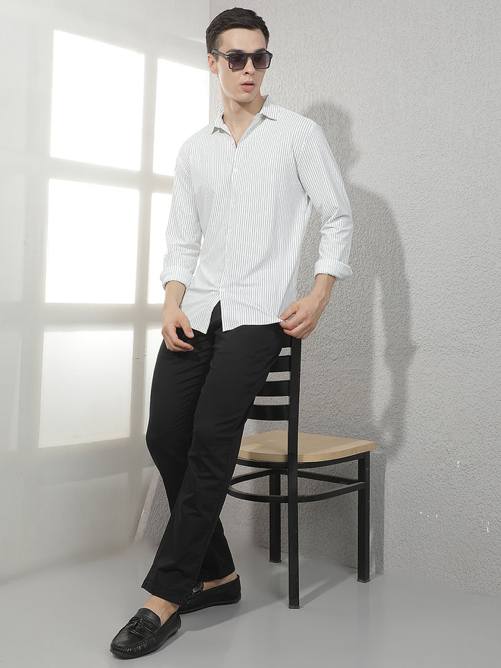 White Vertical Stripes Shirt
