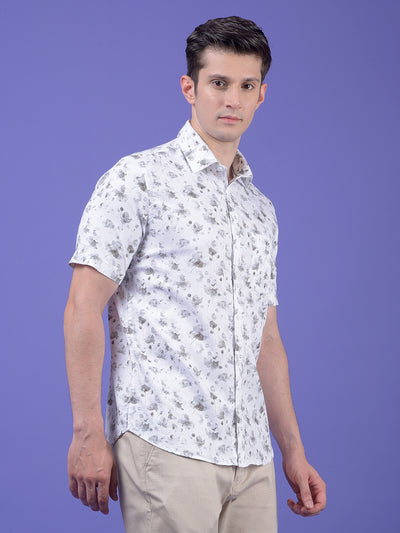 Olive Floral Print 100% Cotton Shirt