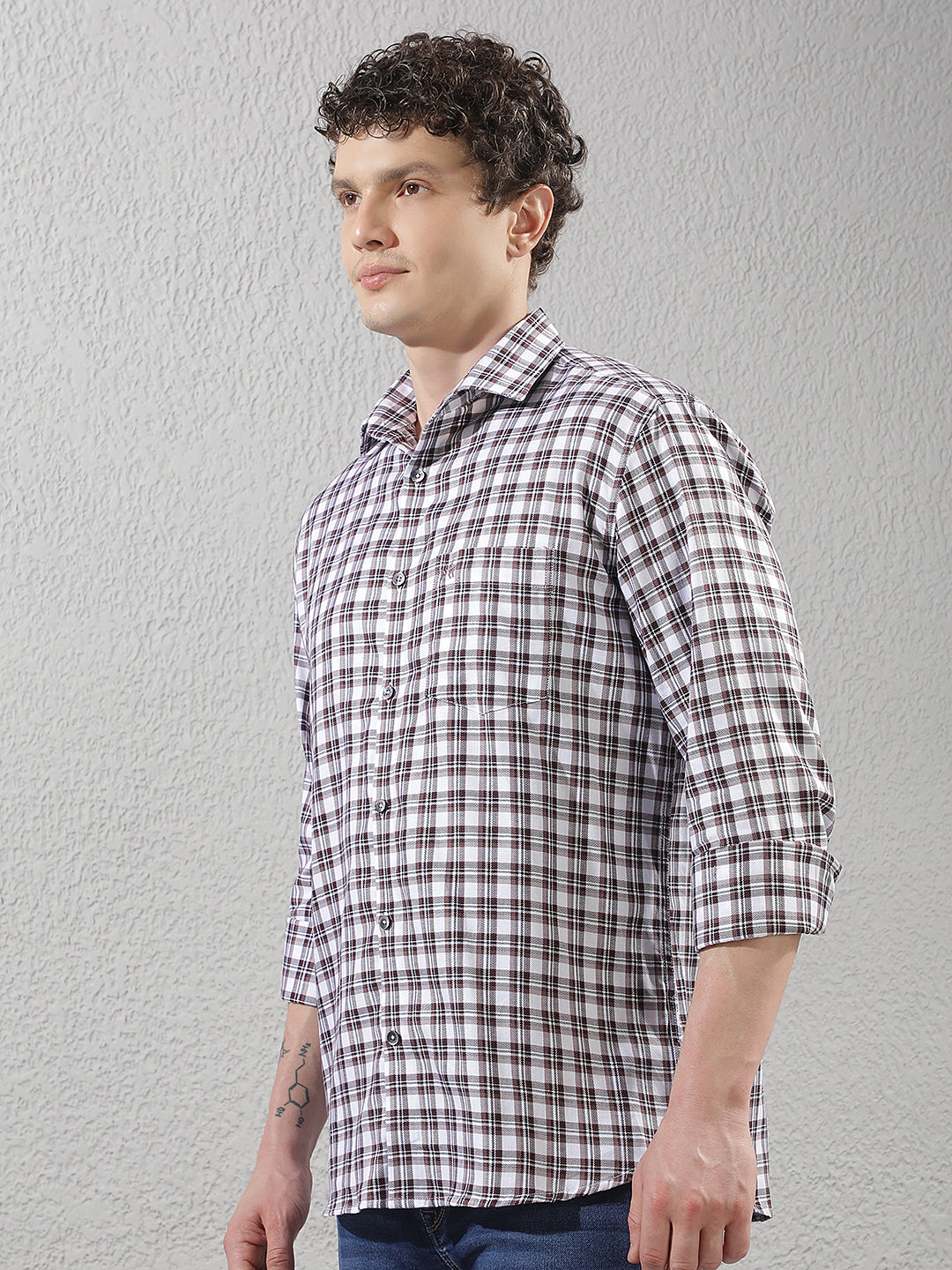 Purple Checked 100% Cotton Shirt