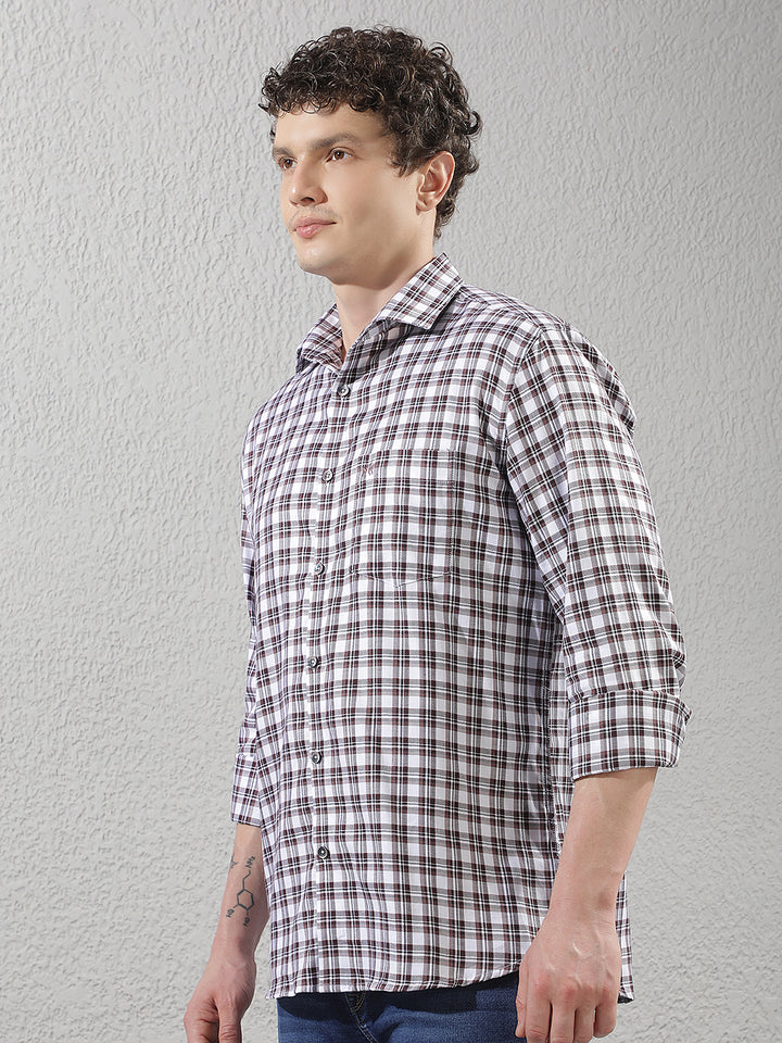 Purple Checked 100% Cotton Shirt