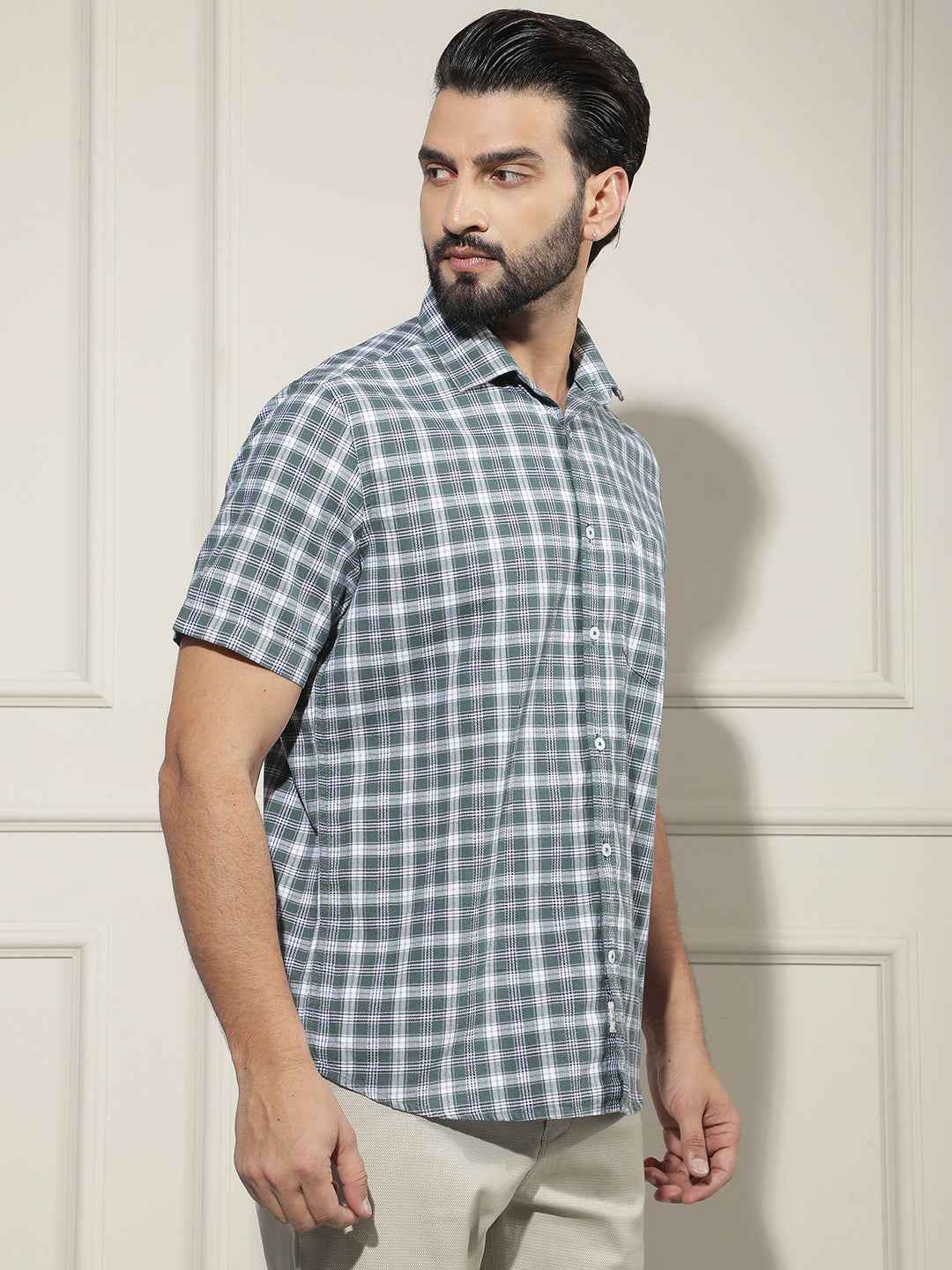 Green Checked 100% Cotton Shirt