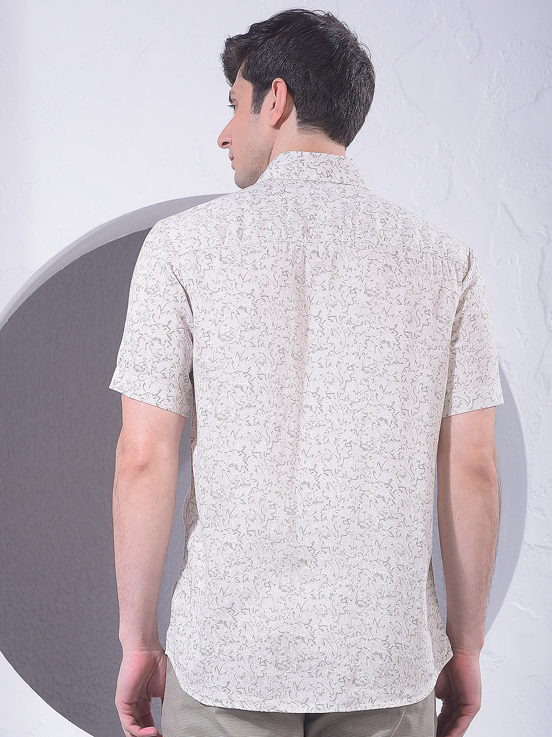 Beige Printed Linen Shirt