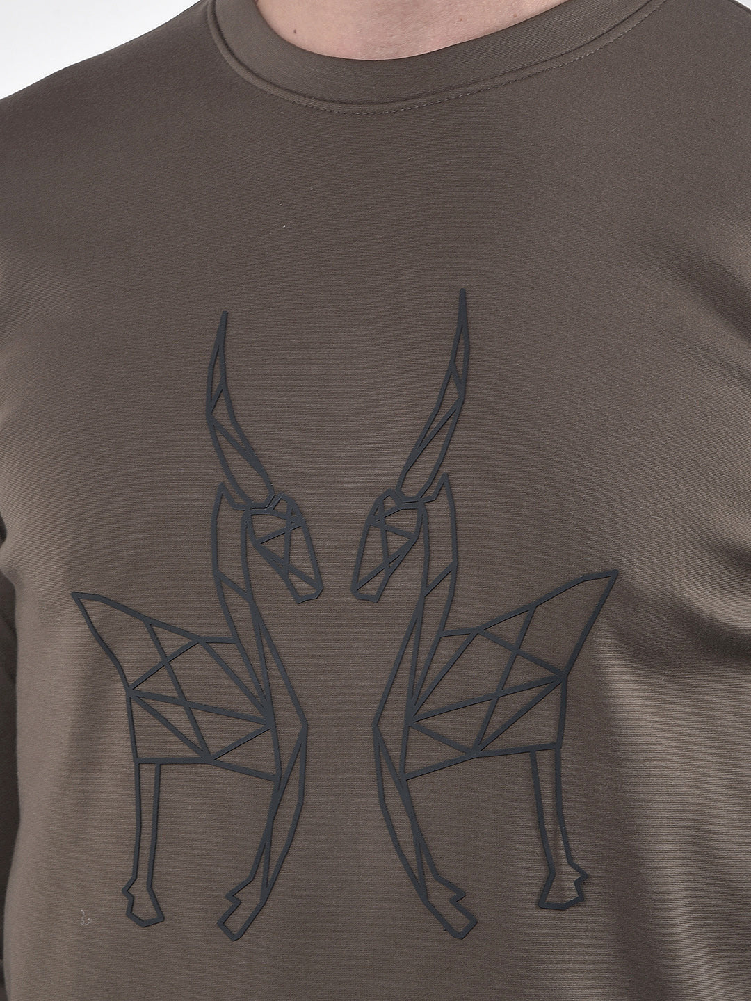 Olive Graphic Print Sweatshirt