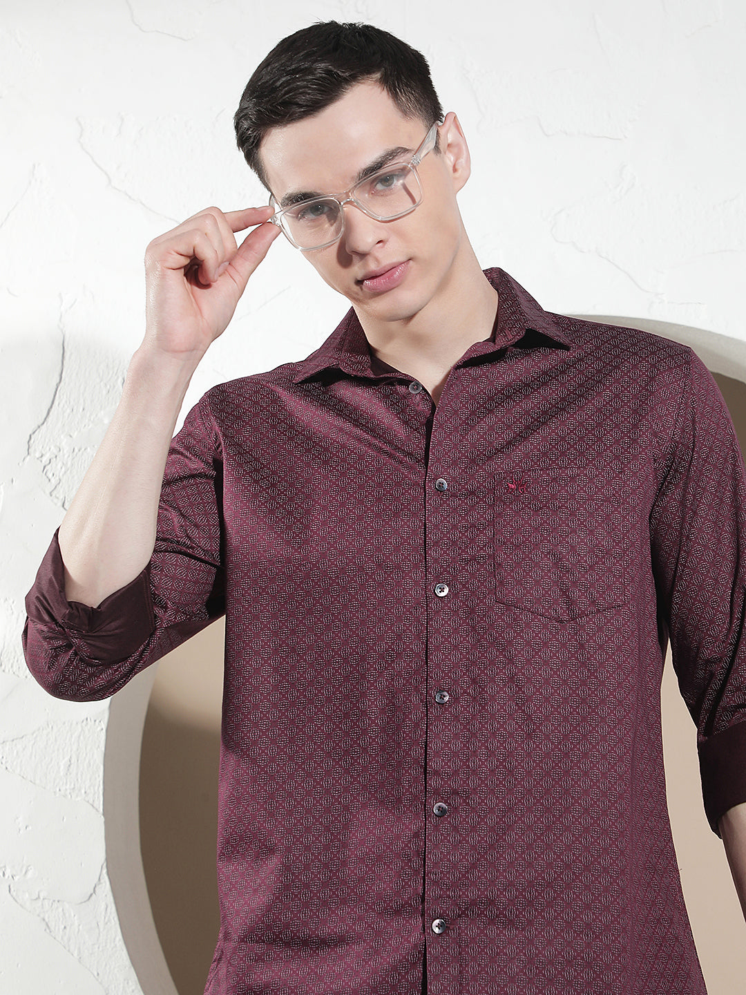 Luxe Deep Maroon Printed Shirt