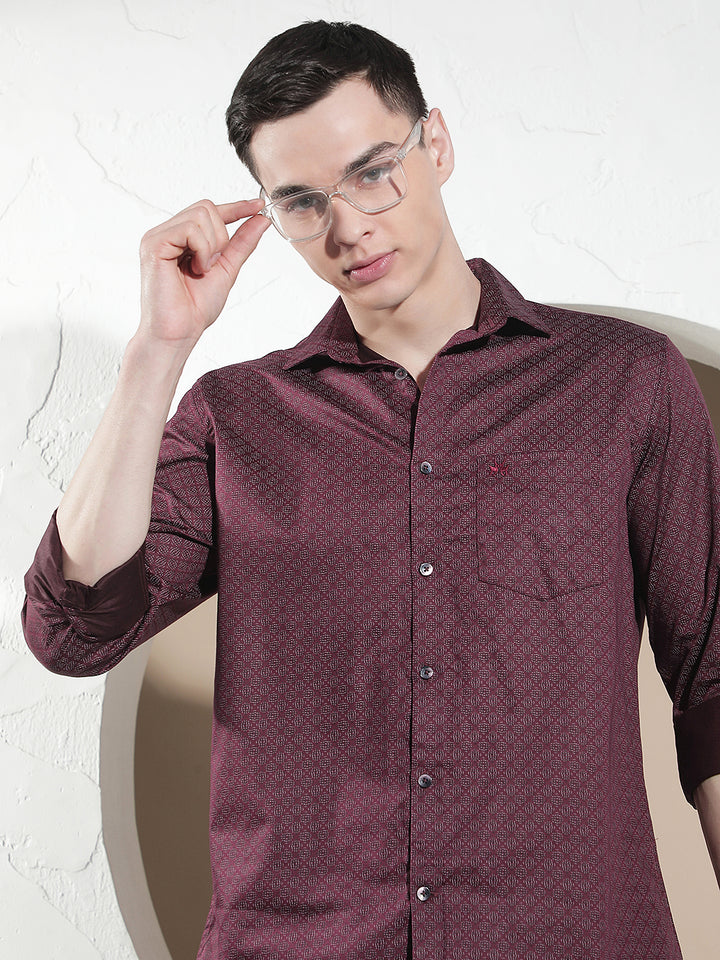 Luxe Deep Maroon Printed Shirt