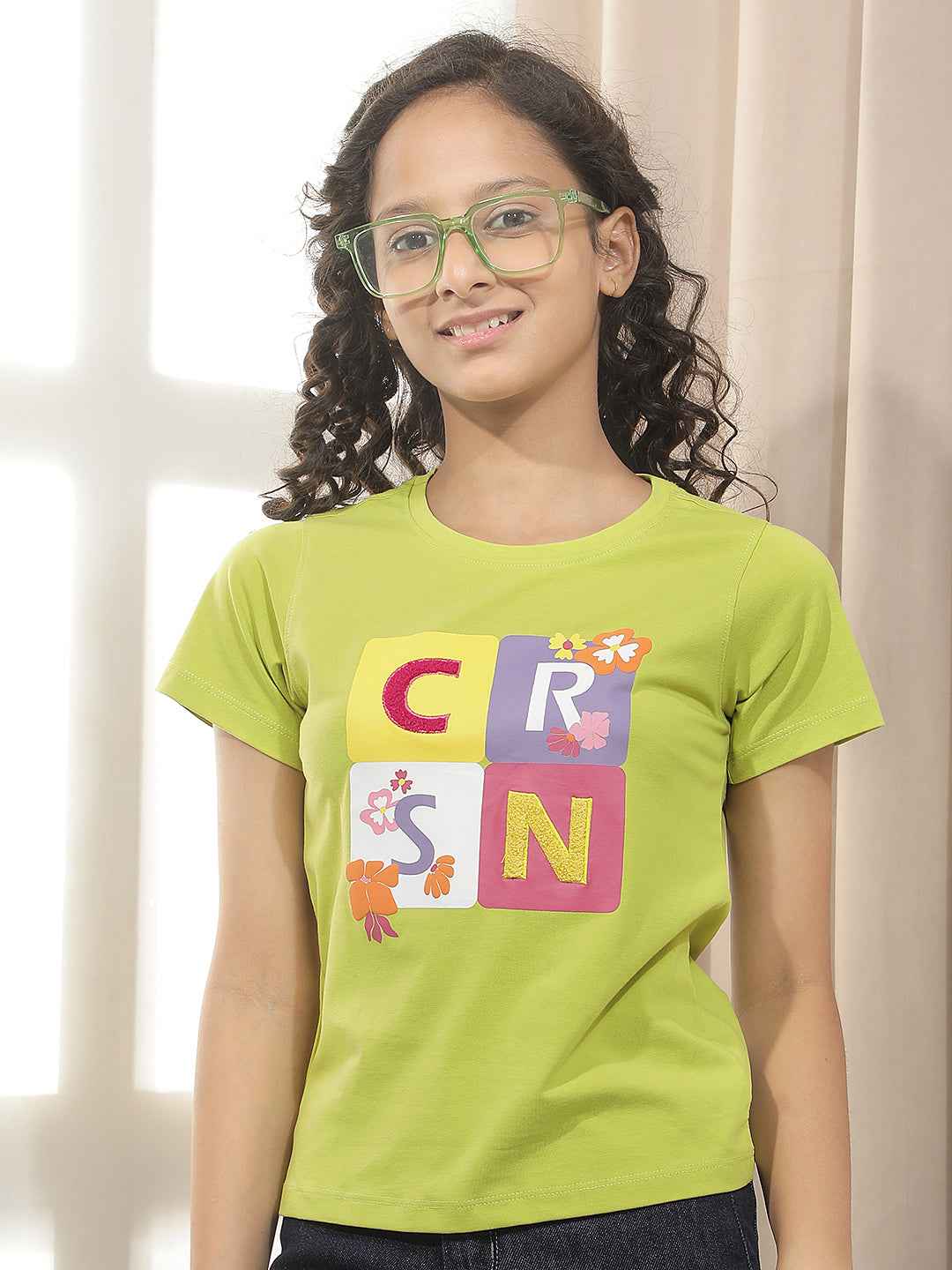 Green Typographic Print T-Shirt