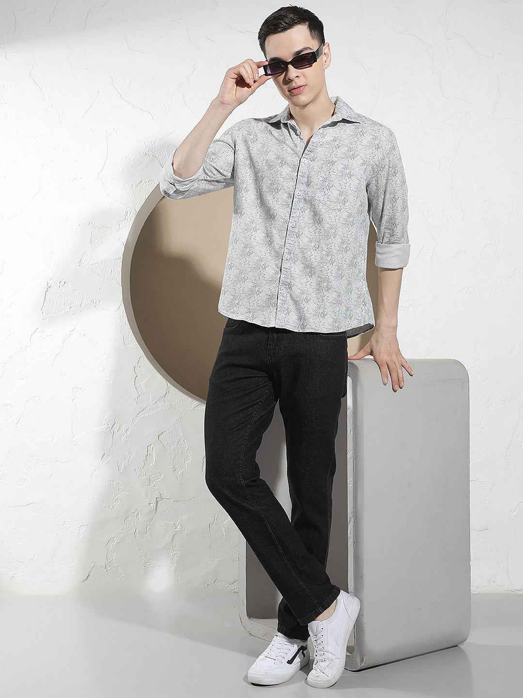 Ivory Grey Printed Shirt