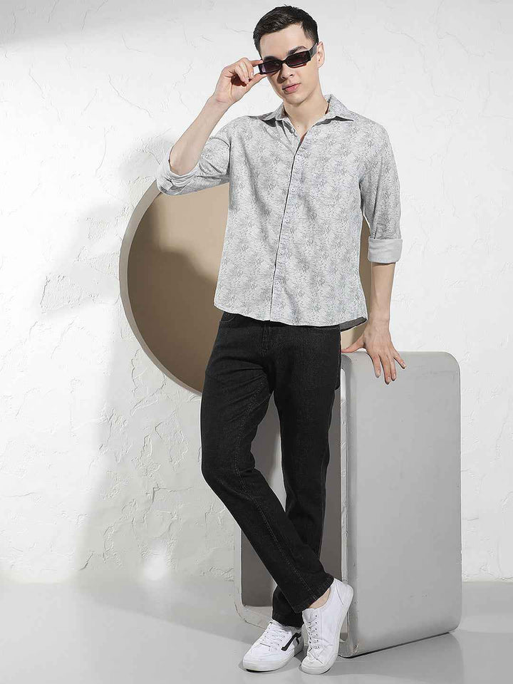 Ivory Grey Printed Shirt