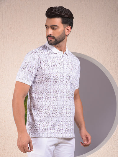 Pink Printed Polo Neck T-Shirt
